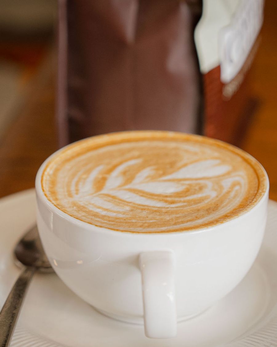Latte art at Mpola Cafe.